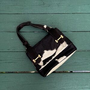 Vintage Cowhide Shoulder Bag Purse - Real Brushed Cowhide